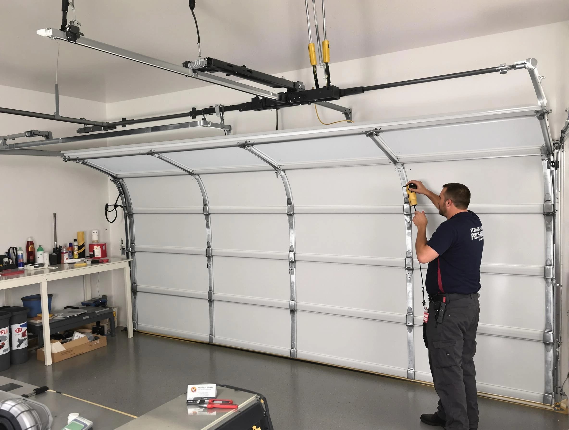 Fairburn Garage Door Repair certified technician performing overhead door system repair in Fairburn