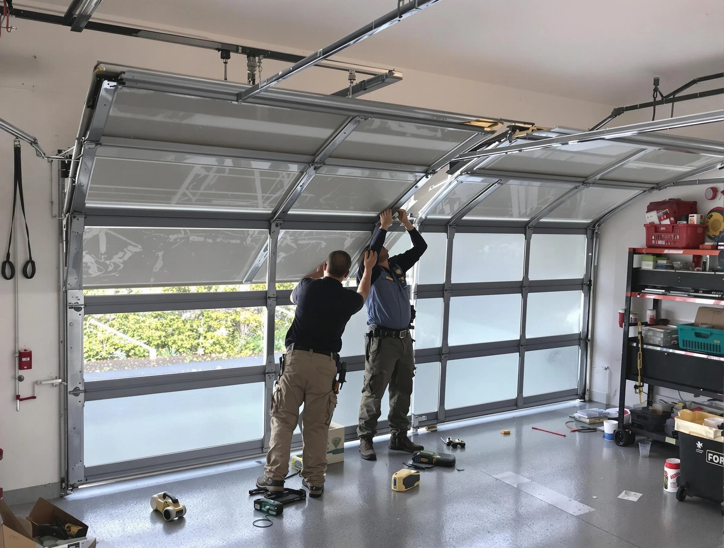 Fairburn Garage Door Repair expert performing precise panel replacement on Fairburn garage door