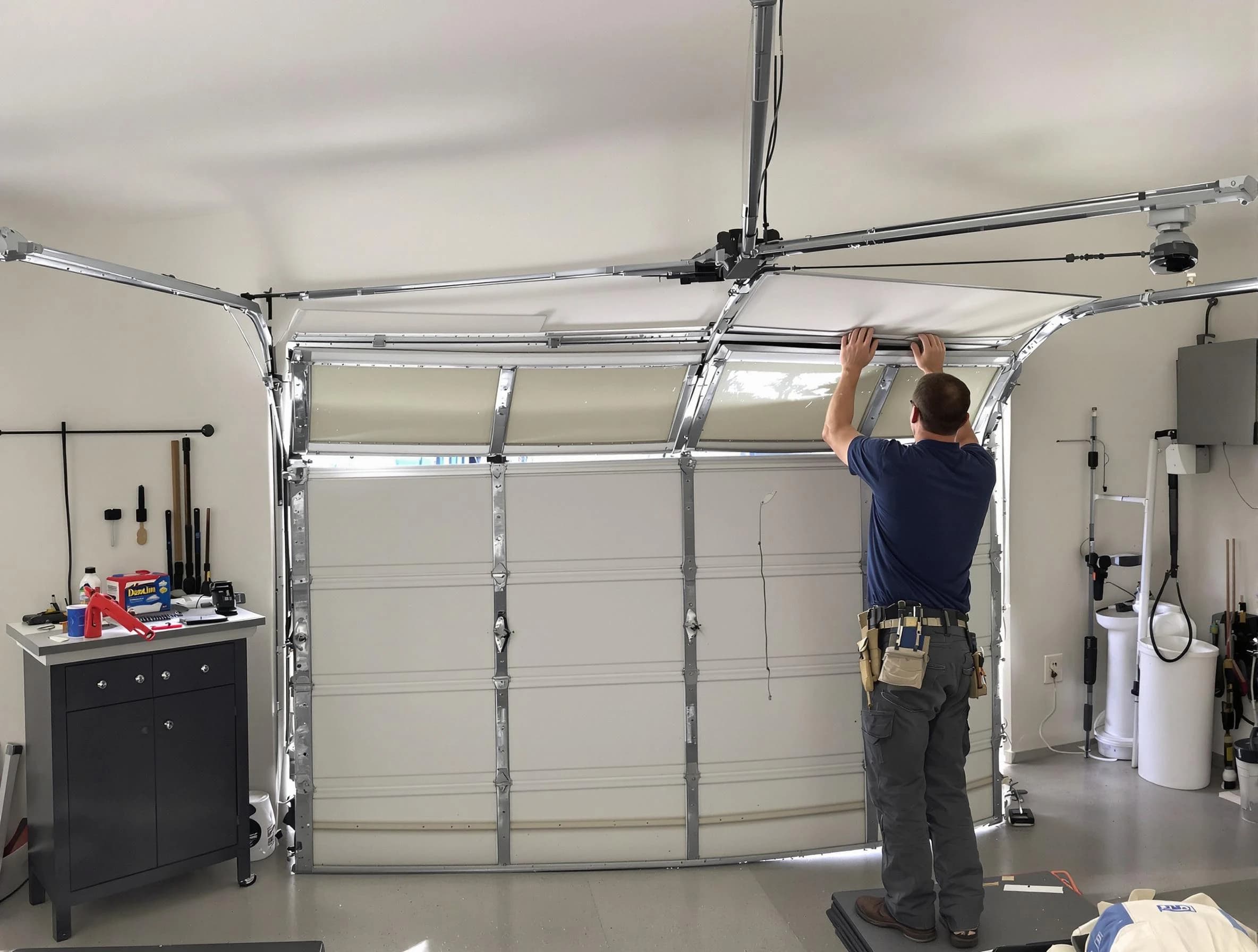 Fairburn Garage Door Repair specialist performing precise section replacement on Fairburn garage door