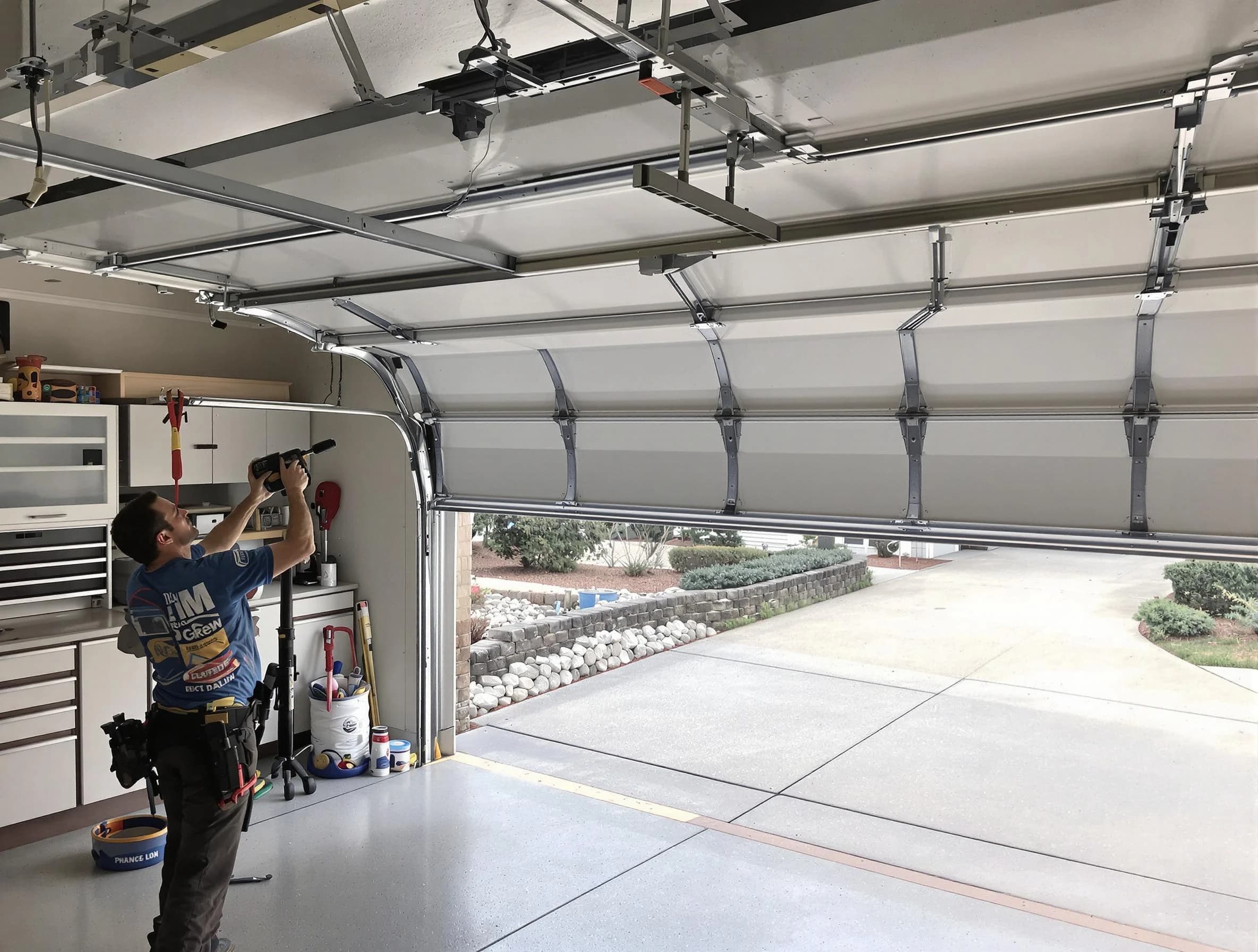 Garage door track repair service by Fairburn Garage Door Repair in Fairburn