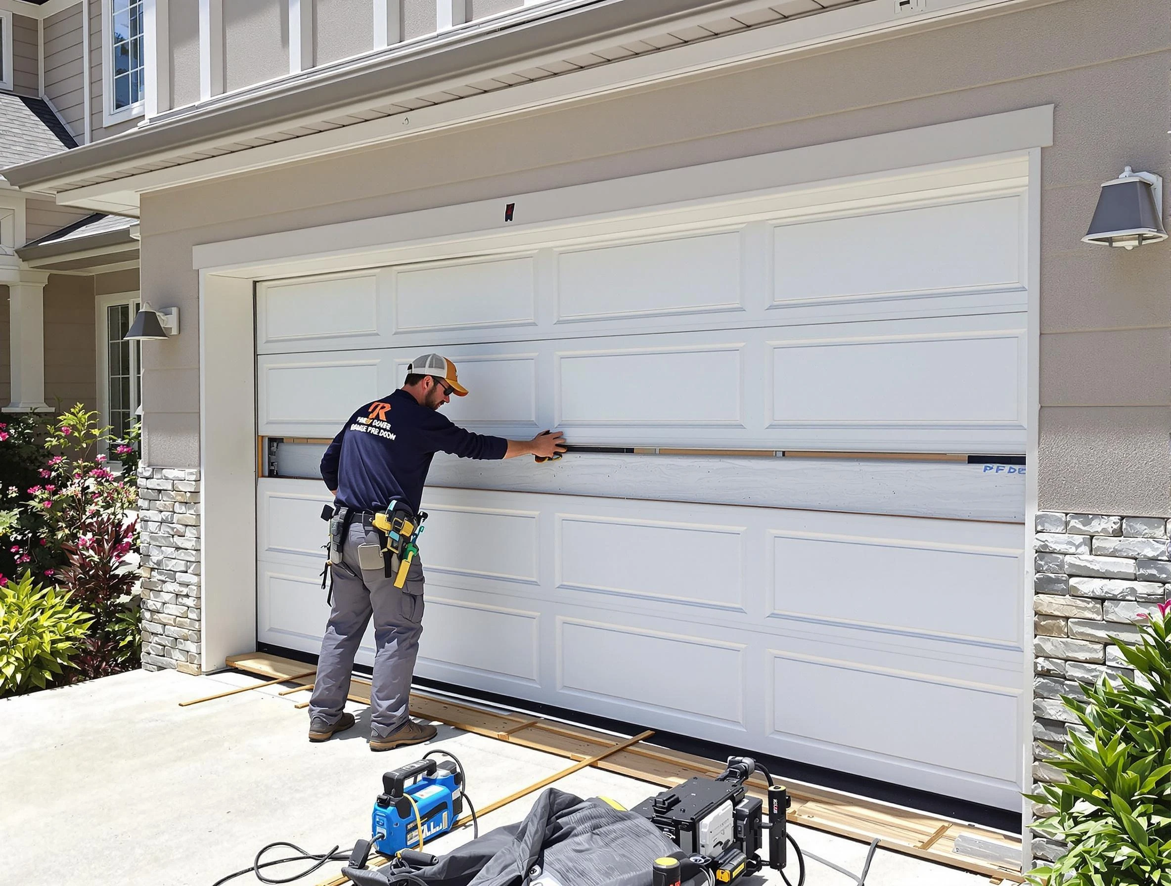 Fairburn Garage Door Repair team performing complete garage door replacement at Fairburn residence