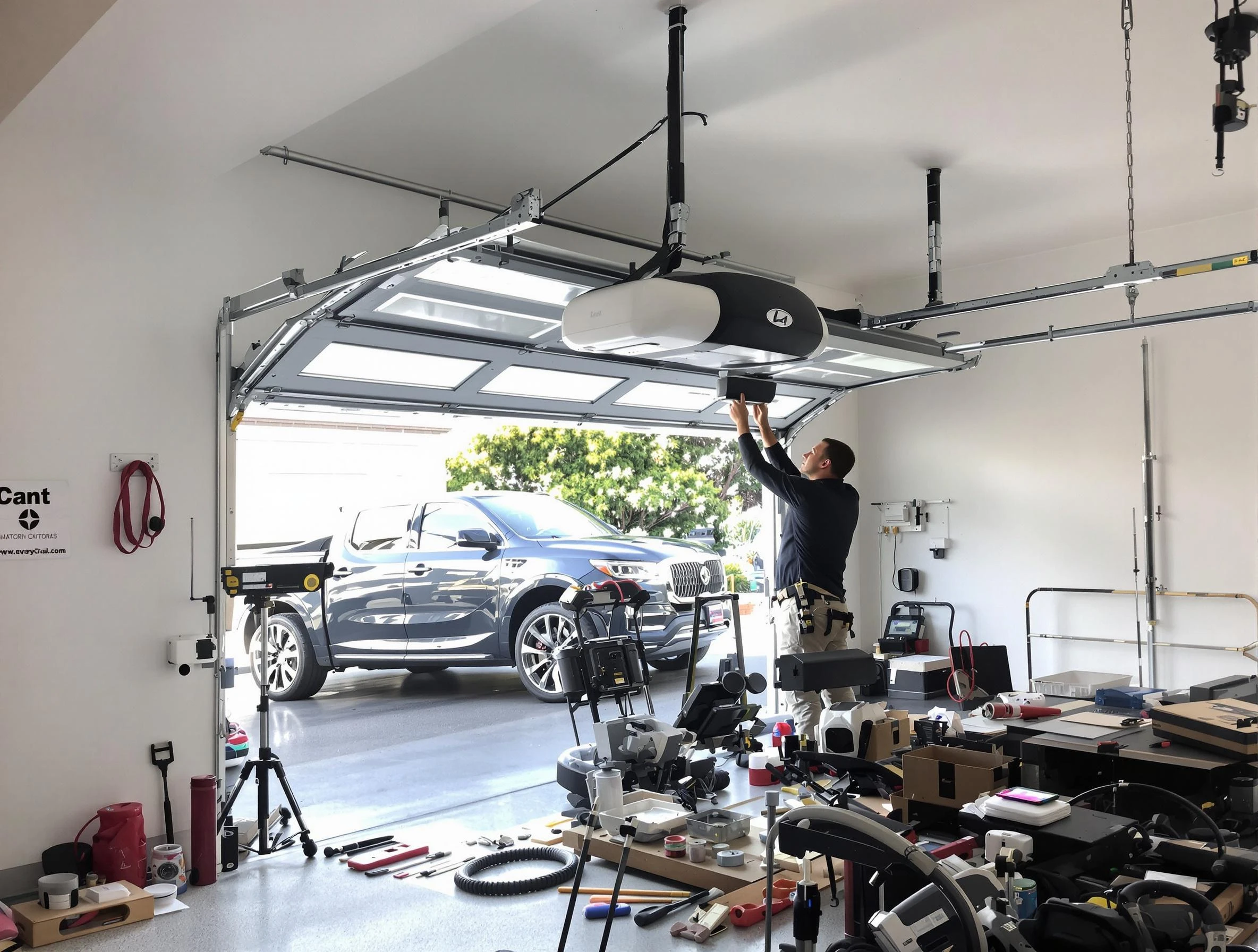 Fairburn Garage Door Repair specialist installing smart garage door opener system in Fairburn home