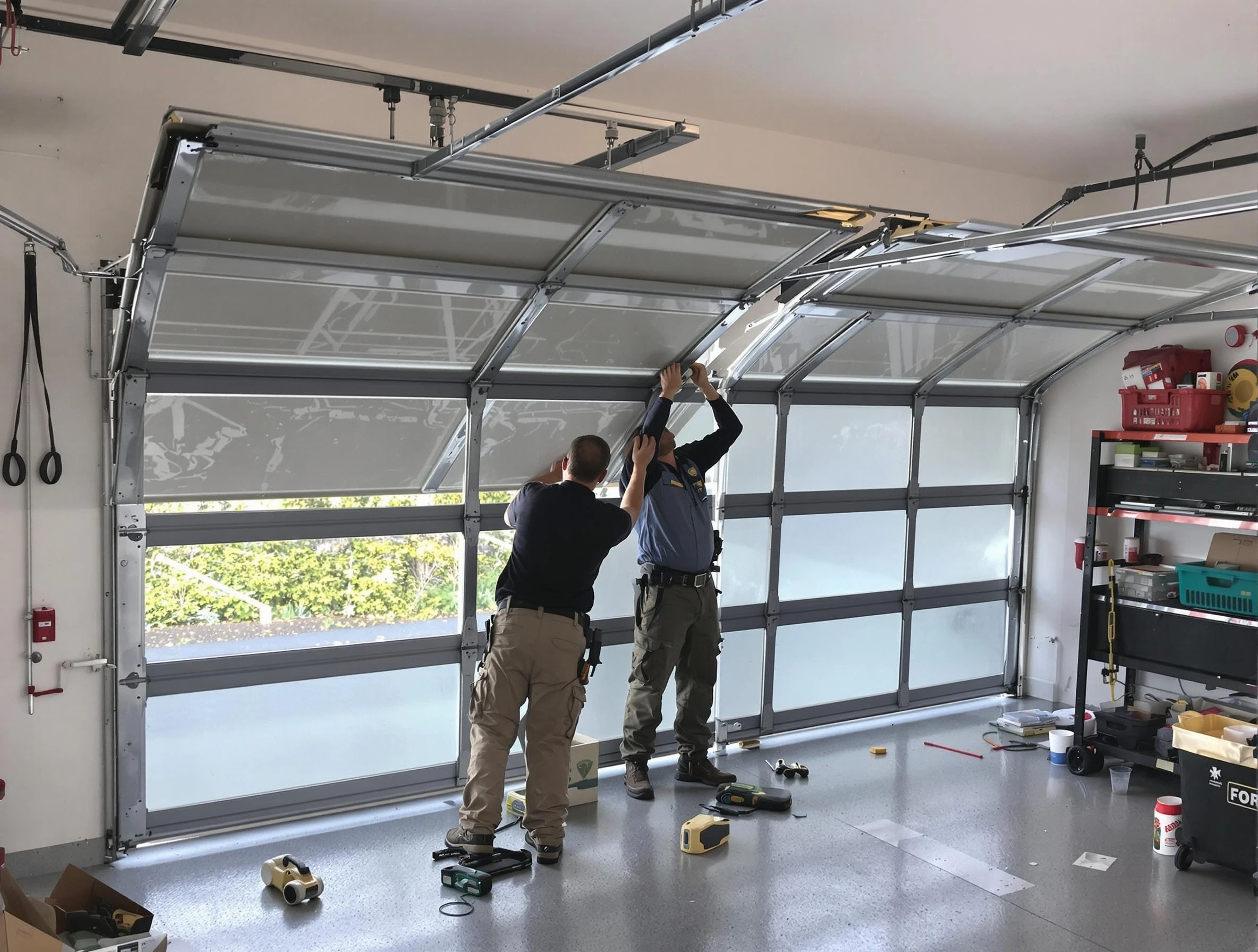 Fairburn Garage Door Repair expert performing precise panel replacement on Fairburn garage door