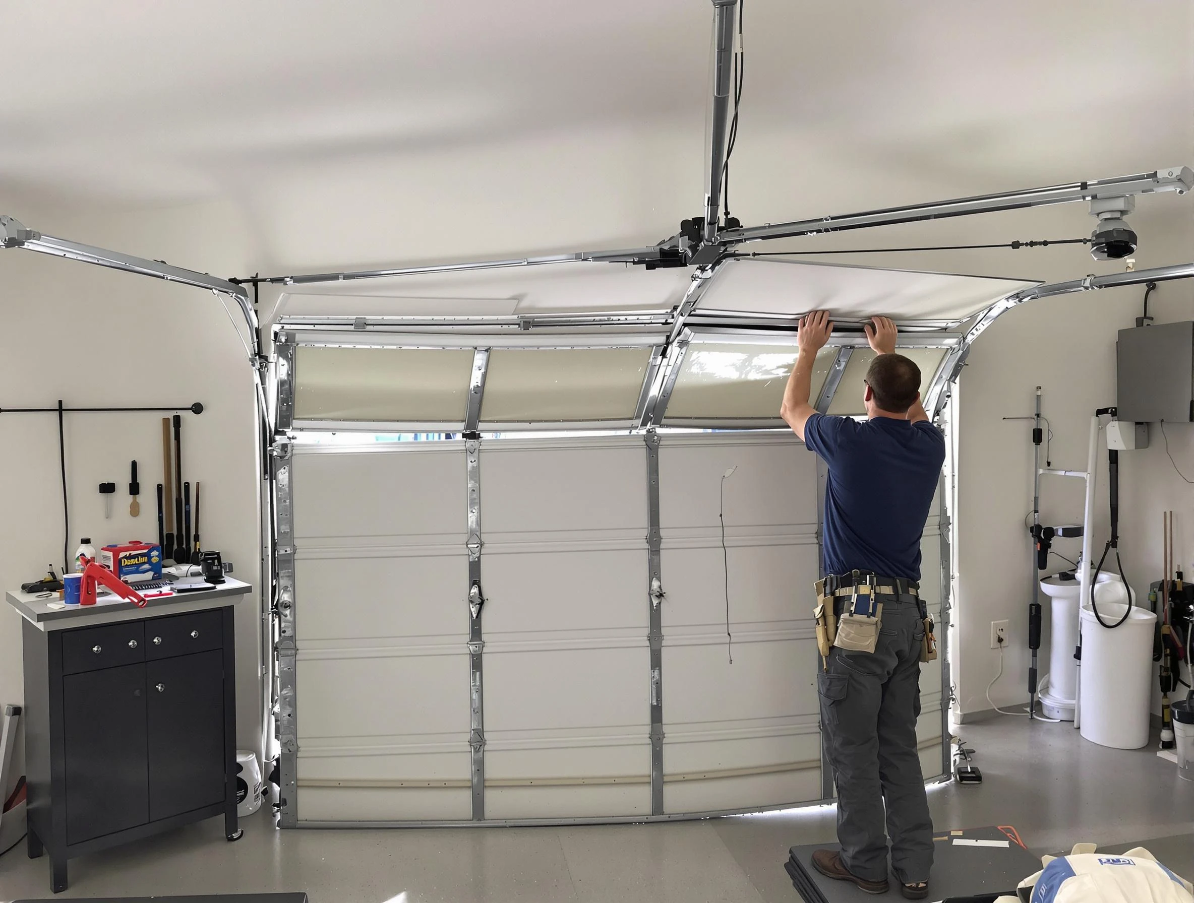 Fairburn Garage Door Repair specialist performing precise section replacement on Fairburn garage door