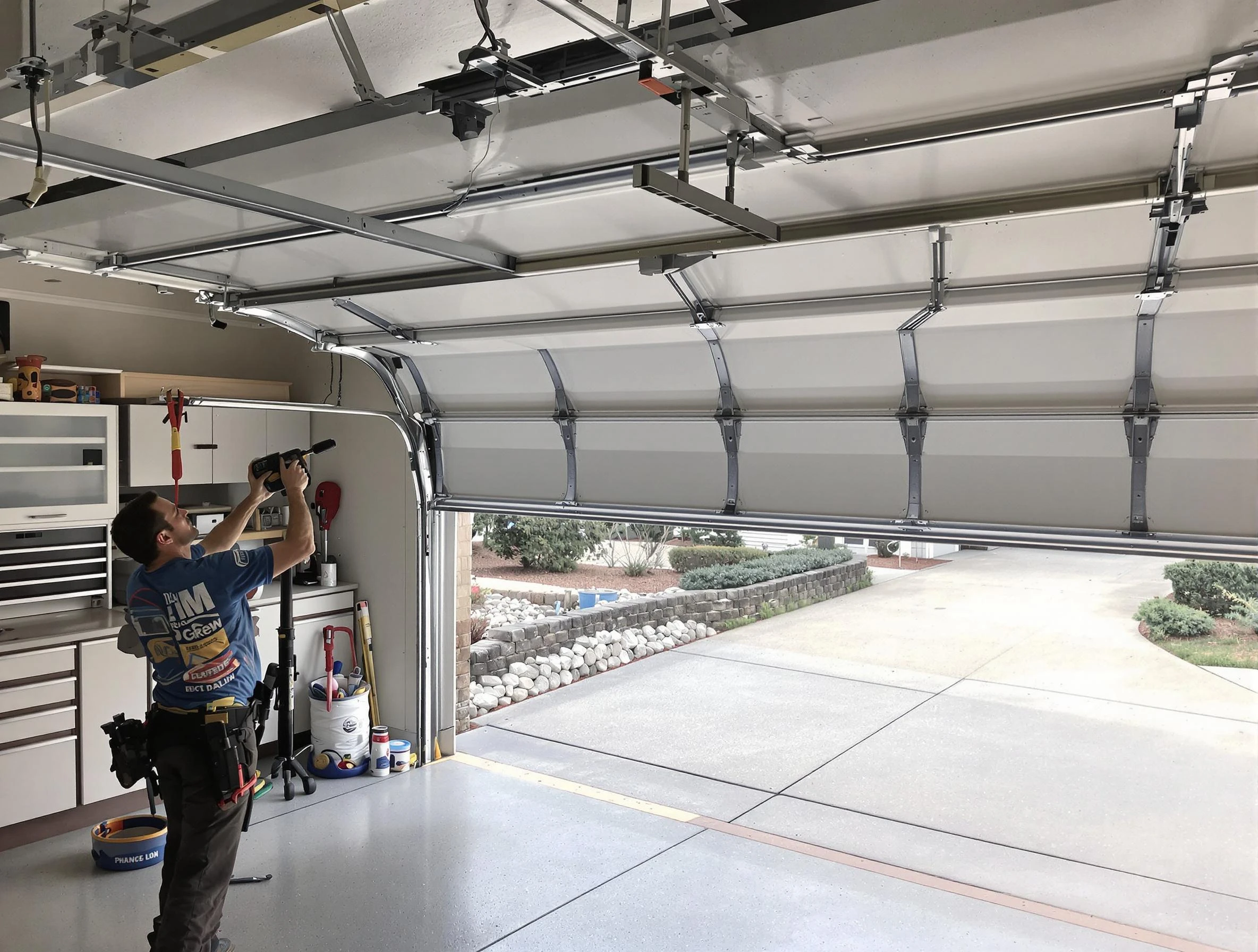 Garage door track repair service by Fairburn Garage Door Repair in Fairburn